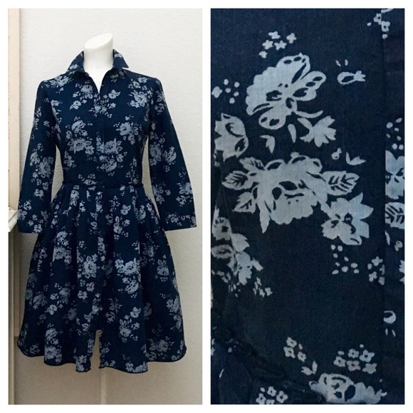 floral denim dress